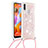 Custodia Silicone Cover Morbida Bling-Bling con Cinghia Cordino Mano S03 per Samsung Galaxy M11