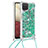 Custodia Silicone Cover Morbida Bling-Bling con Cinghia Cordino Mano S03 per Samsung Galaxy M12 Verde