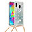 Custodia Silicone Cover Morbida Bling-Bling con Cinghia Cordino Mano S03 per Samsung Galaxy M20