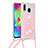 Custodia Silicone Cover Morbida Bling-Bling con Cinghia Cordino Mano S03 per Samsung Galaxy M20