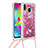 Custodia Silicone Cover Morbida Bling-Bling con Cinghia Cordino Mano S03 per Samsung Galaxy M20