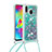 Custodia Silicone Cover Morbida Bling-Bling con Cinghia Cordino Mano S03 per Samsung Galaxy M20 Verde