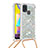 Custodia Silicone Cover Morbida Bling-Bling con Cinghia Cordino Mano S03 per Samsung Galaxy M21s