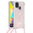 Custodia Silicone Cover Morbida Bling-Bling con Cinghia Cordino Mano S03 per Samsung Galaxy M21s