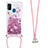 Custodia Silicone Cover Morbida Bling-Bling con Cinghia Cordino Mano S03 per Samsung Galaxy M30s