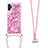 Custodia Silicone Cover Morbida Bling-Bling con Cinghia Cordino Mano S03 per Samsung Galaxy Note 10 Plus 5G Rosa Caldo