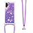 Custodia Silicone Cover Morbida Bling-Bling con Cinghia Cordino Mano S03 per Samsung Galaxy Note 10 Plus 5G Viola