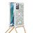 Custodia Silicone Cover Morbida Bling-Bling con Cinghia Cordino Mano S03 per Samsung Galaxy Note 20 5G Argento