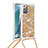 Custodia Silicone Cover Morbida Bling-Bling con Cinghia Cordino Mano S03 per Samsung Galaxy Note 20 5G Oro