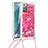 Custodia Silicone Cover Morbida Bling-Bling con Cinghia Cordino Mano S03 per Samsung Galaxy Note 20 5G Rosa Caldo