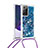 Custodia Silicone Cover Morbida Bling-Bling con Cinghia Cordino Mano S03 per Samsung Galaxy Note 20 Ultra 5G Blu