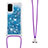 Custodia Silicone Cover Morbida Bling-Bling con Cinghia Cordino Mano S03 per Samsung Galaxy S20 5G Blu