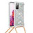 Custodia Silicone Cover Morbida Bling-Bling con Cinghia Cordino Mano S03 per Samsung Galaxy S20 Lite 5G Argento