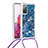 Custodia Silicone Cover Morbida Bling-Bling con Cinghia Cordino Mano S03 per Samsung Galaxy S20 Lite 5G Blu