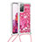 Custodia Silicone Cover Morbida Bling-Bling con Cinghia Cordino Mano S03 per Samsung Galaxy S20 Lite 5G Rosa Caldo
