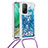 Custodia Silicone Cover Morbida Bling-Bling con Cinghia Cordino Mano S03 per Xiaomi Mi 10T 5G Blu