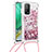 Custodia Silicone Cover Morbida Bling-Bling con Cinghia Cordino Mano S03 per Xiaomi Mi 10T 5G Rosso