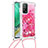 Custodia Silicone Cover Morbida Bling-Bling con Cinghia Cordino Mano S03 per Xiaomi Mi 10T Pro 5G Rosa Caldo