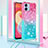Custodia Silicone Cover Morbida Bling-Bling con Cinghia Cordino Mano YB1 per Samsung Galaxy M04 Rosa