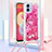 Custodia Silicone Cover Morbida Bling-Bling con Cinghia Cordino Mano YB2 per Samsung Galaxy M04 Rosa Caldo