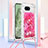 Custodia Silicone Cover Morbida Bling-Bling con Cinghia Cordino Mano YB3 per Google Pixel 8a 5G Rosa Caldo