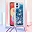 Custodia Silicone Cover Morbida Bling-Bling con Cinghia Cordino Mano YB3 per Samsung Galaxy A04 4G Blu