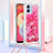 Custodia Silicone Cover Morbida Bling-Bling con Cinghia Cordino Mano YB3 per Samsung Galaxy A04 4G Rosa Caldo