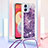 Custodia Silicone Cover Morbida Bling-Bling con Cinghia Cordino Mano YB3 per Samsung Galaxy A04 4G Viola