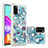 Custodia Silicone Cover Morbida Bling-Bling S01 per Samsung Galaxy A41 Cielo Blu