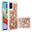 Custodia Silicone Cover Morbida Bling-Bling S01 per Samsung Galaxy A51 4G Oro