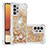 Custodia Silicone Cover Morbida Bling-Bling S01 per Samsung Galaxy M32 5G Oro