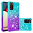 Custodia Silicone Cover Morbida Bling-Bling S02 per Samsung Galaxy A03s Cielo Blu