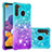 Custodia Silicone Cover Morbida Bling-Bling S02 per Samsung Galaxy A21 Cielo Blu