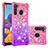 Custodia Silicone Cover Morbida Bling-Bling S02 per Samsung Galaxy A21 Rosa Caldo