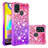 Custodia Silicone Cover Morbida Bling-Bling S02 per Samsung Galaxy M31 Prime Edition Rosa Caldo