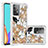 Custodia Silicone Cover Morbida Bling-Bling S03 per Samsung Galaxy A52s 5G Oro