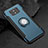 Custodia Silicone e Plastica Opaca con Anello Supporto per Huawei Mate 10 Blu