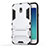 Custodia Silicone e Plastica Opaca con Supporto per Samsung Galaxy J3 Pro (2017) Bianco