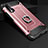 Custodia Silicone e Plastica Opaca Cover con Anello Supporto H01 per Huawei Nova 6 Oro Rosa