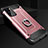 Custodia Silicone e Plastica Opaca Cover con Anello Supporto N01 per Samsung Galaxy Note 20 5G Oro Rosa