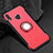 Custodia Silicone e Plastica Opaca Cover con Anello Supporto per Huawei Honor 8X Rosso