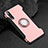 Custodia Silicone e Plastica Opaca Cover con Anello Supporto per Huawei P20 Pro Oro Rosa