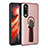 Custodia Silicone e Plastica Opaca Cover con Anello Supporto per Huawei P30 Oro Rosa