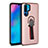 Custodia Silicone e Plastica Opaca Cover con Anello Supporto per Huawei P30 Pro Oro Rosa