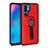 Custodia Silicone e Plastica Opaca Cover con Anello Supporto per Huawei P30 Pro Rosso