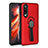 Custodia Silicone e Plastica Opaca Cover con Anello Supporto per Huawei P30 Rosso