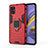 Custodia Silicone e Plastica Opaca Cover con Anello Supporto per Samsung Galaxy M40S Rosso