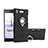 Custodia Silicone e Plastica Opaca Cover con Anello Supporto per Sony Xperia XZ1 Compact Nero