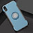 Custodia Silicone e Plastica Opaca Cover con Anello Supporto S01 per Apple iPhone XR Cielo Blu