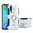 Custodia Silicone e Plastica Opaca Cover con Anello Supporto S01 per Huawei P30 Bianco